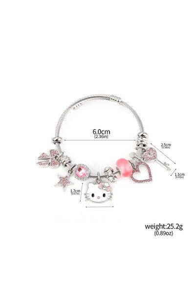 Miniso B00171-01 سوار سانريو الكرتوني اللطيف هيلو كيتي، سوار فيونكة وردية يمكنك صنعه بنفسك، دعامة تنكرية للنساء