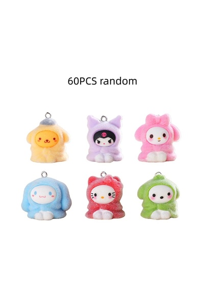 Miniso ٦٠ قطعة عشوائية من ٦/٦٠ قطعة من سلاسل المفاتيح القطيفة اللطيفة، مصنوعة...