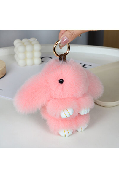 Choice سلسلة مفاتيح على شكل أرنب وردي لطيف ذو أذنين طويلتين، طولها 15 سم، مصن...