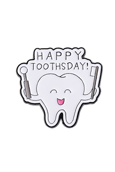 Choice دبوس مينا بتصميم أسنان كرتونية للعناية بالأسنان، بروش معدني "ليكن خيط ...