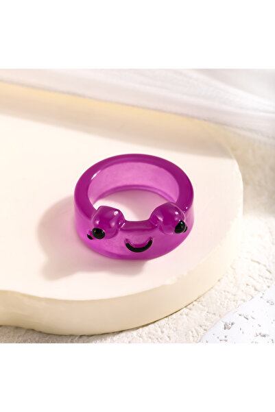 Choice خاتم ضفدع بنفسجي لطيف وملون من الراتنج، يتوهج في الظلام، خاتم مضيء للن...