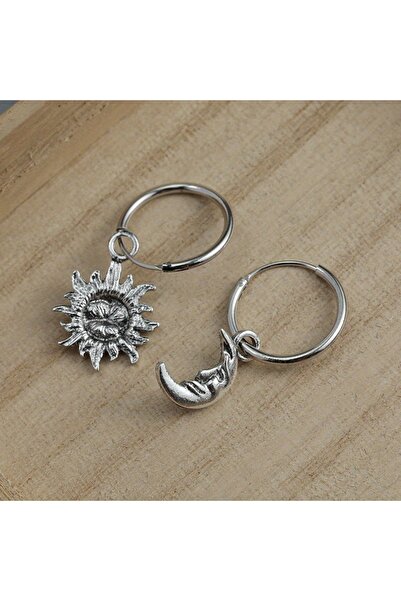 Choice D246-Silver Sun and Moon hoop earrings, Sun hoop earrings, hoop earrin...