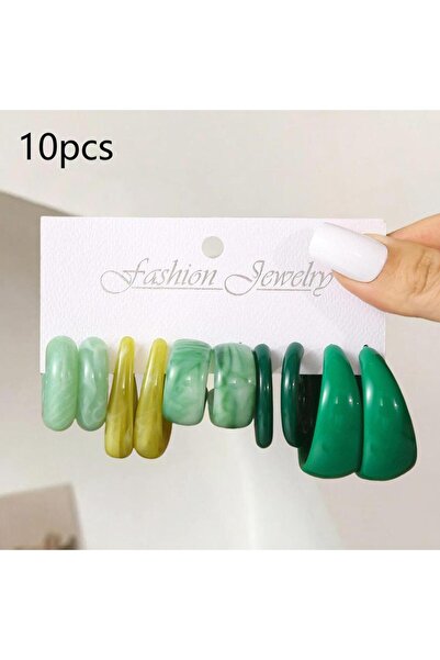Choice StyleF-10pcs Retro Summer Multi-color Hoop Earring Set Water Drop C-sh...