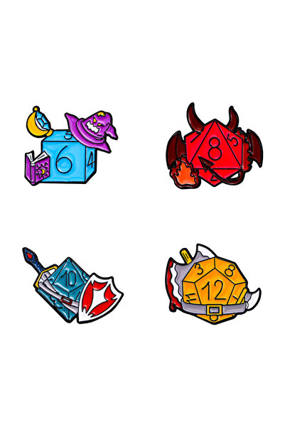 Choice بروش أسود مكون من 4 قطع بتصميم كرتوني لطيف على شكل نرد غير منتظم، مطلي...