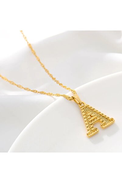Choice A Fashion Gold Plated 26 Initial Letter Pendant Water Wave Chain Neckl...