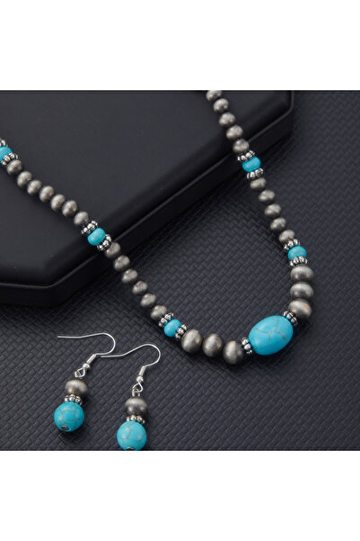 Choice YC4363-1 طقم عقد وأقراط بتصميم كلاسيكي مكون من قطعتين، مرصع بخرز دائري...