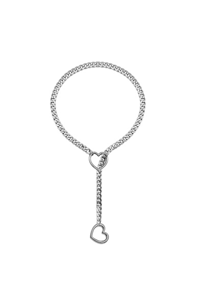 Choice قلادة فضية على شكل قلب واحد بحلقة دائرية وسلسلة منزلقة للنساء، بتصميم ...