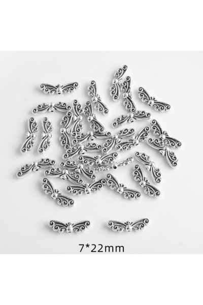 Choice 009 30 قطعة من خرز فاصل على شكل أجنحة ملائكة، لون فضي تبتي، قلادة مجوه...