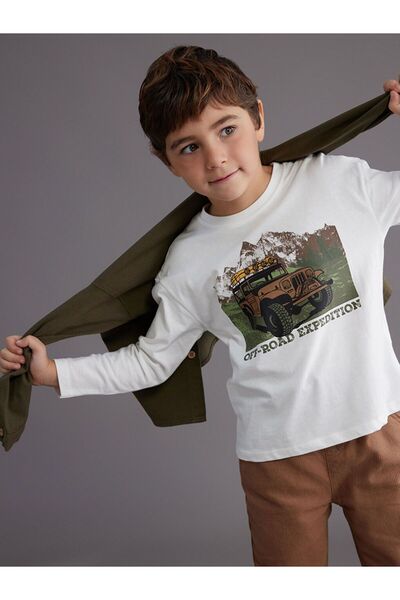 LC Waikiki Lcw Kids Khaki Boys' Shirt and T-Shirt Set of 2