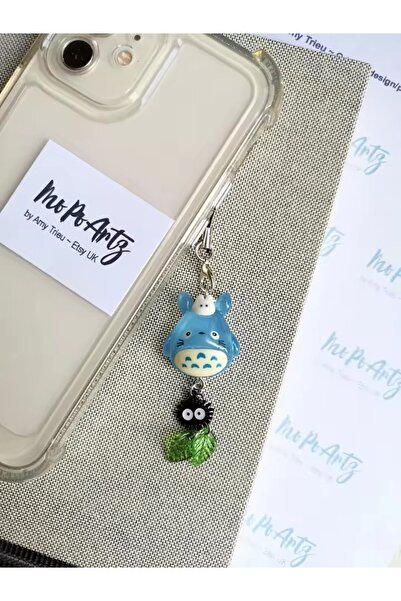 Miniso Blue longmaokeychain Kawaii Blue Animal Phone Charm | Soot Sprite Keyc...
