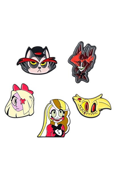 Miniso X00465-06 دبوس مينا على شكل ملاك وشيطان وتنين، من سلسلة هازبين كارتون أنمي هوتيل، قلادة معدنية