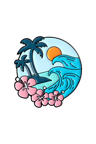 Choice دبابيس مينا هاواي ألوها QHXZ5248، دبابيس مخصصة على شكل موجة محيط وشاطئ...