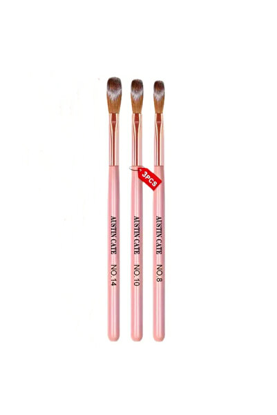 Choice مجموعة فرش أظافر أكريليك وردية اللون مكونة من 3 قطع، مقاسات 8/10/14، ل...