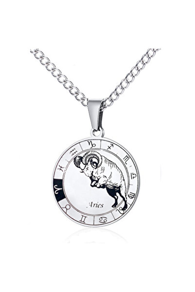 Choice قلادة برج الحمل من الفولاذ المقاوم للصدأ، تضم 12 رمزًا فلكيًا، مناسبة ...