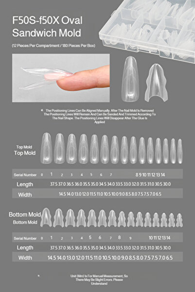Choice قوالب أظافر مزدوجة من نوع F50S، 180 قطعة، 15 مقاسًا، جديد 2025، وصلات ...