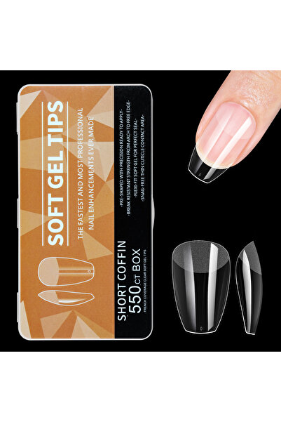 Choice 05- أطراف أظافر جل ناعمة قصيرة على شكل تابوت، 550 قطعة، متوسطة الطول، ...