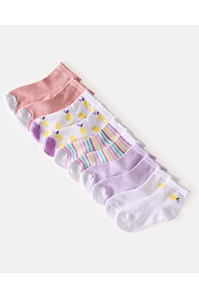 REDTAG Girls Assorted High Ankle Socks With Scallop Welt Edge (5 Pairs)