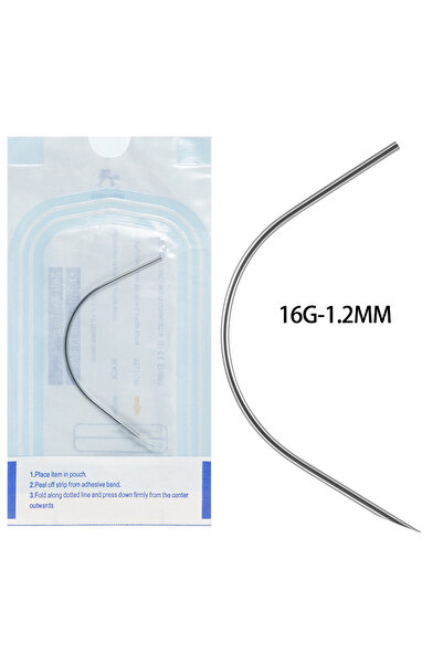 Choice 20pcs 16g (1.2mm) Surgical Steel Curved Body Piercing Needle Tool Sterilized Bag Suit Belly Nose Ton