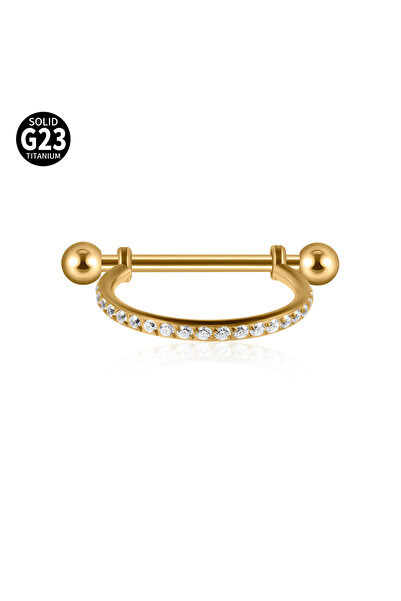 Choice حلق ذهبي مرصع بالزركون، قطر داخلي 12 مم، قطعة واحدة، مصنوع من التيتاني...