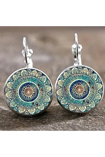 Choice أقراط فضية عتيقة بتصميم ريشة طاووس خضراء للنساء، مطلية بالبرونز، أقراط...