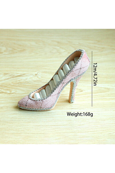 Choice حامل عرض مجوهرات إبداعي وردي اللون على شكل حذاء بكعب عالٍ، منظم معدني ...