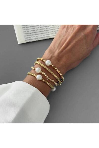 Choice Gold Color IngeSight.Z 4 Pcs/Set Bohemian Imitation Pearl CCB Beaded Bracelets Women Vintage Handmad
