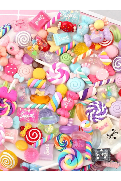 Choice 30 قطعة عشوائية من زينة سلايم الحلوى، مجموعة لطيفة من حلوى الراتنج المختلطة، لوازم صنع سلايم مسطح