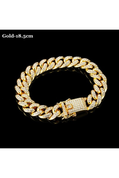 Choice سوار ذهبي فاخر مرصع بأحجار الراين، طوله 18.5 سم، بتصميم عصري مستوحى من...