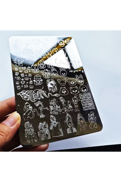 Choice P-122 قالب ختم أظافر بشخصية كرتونية واحدة، حيوان، أرنب، ريشة، زهرة، ورقة