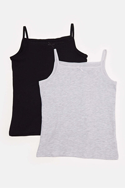 REDTAG Girls White And Black Vest Set (Pack Of 2)