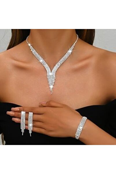 Choice YF0185-1 طقم مجوهرات نسائي مكون من زوج واحد من الأقراط المتدلية والقلا...