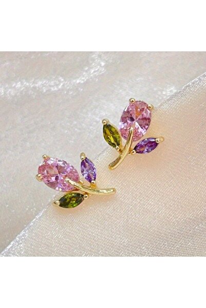 Choice أقراط WC3081-1 أنيقة ومتعددة الاستخدامات على شكل زهرة التوليب، مرصعة ب...