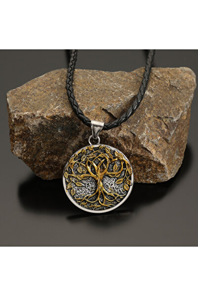 Choice Golden Leather Rope Vintage Viking Tree of Life Pendant Necklace Men's...