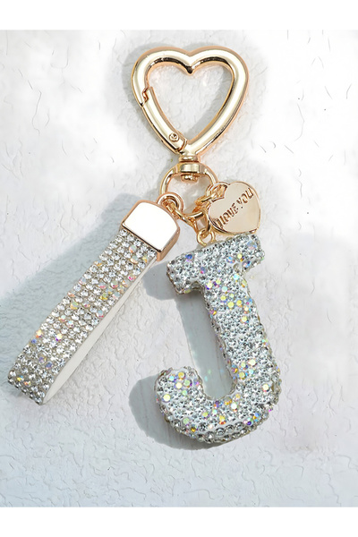 Choice J Shining Diamond Inlay 26 English Initial letter Key Chain Car High-e...