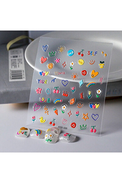 Choice ملصقات أظافر بتصميمات جيلي متعددة، زهور التوليب، قلوب الحب، خطوط ملونة...