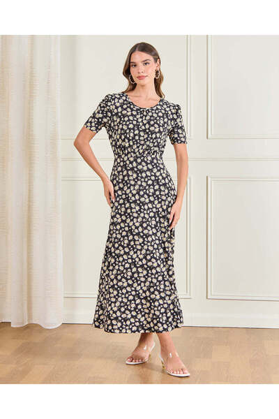 REDTAG Women Black Printed Maxi Dress