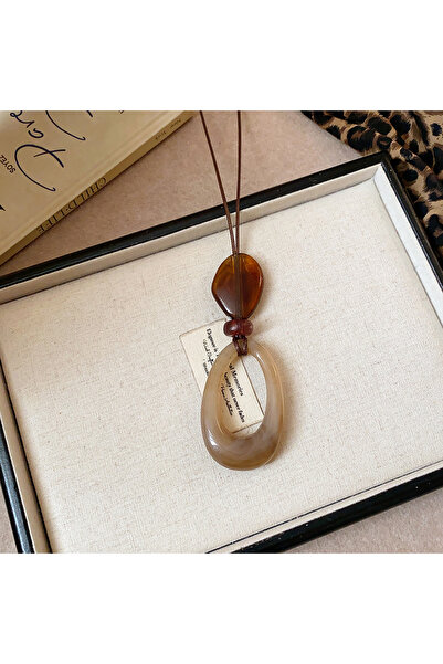 Choice Style4 Vintage Resin Wood Pendant Necklaces for Women Brown Irregular ...
