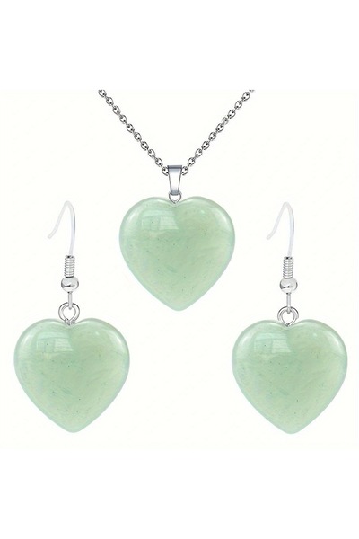 Choice طقم واحد من حجر أفينتورين أخضر، أحجار طبيعية، كوارتز وردي، أقراط على ش...