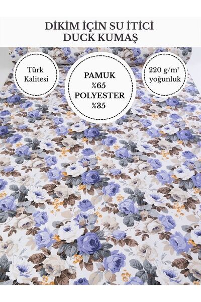 FabricMarket Desenli Su İtici Duck Kumaş | %65 Pamuk %35 Polyester | Masa Ört...