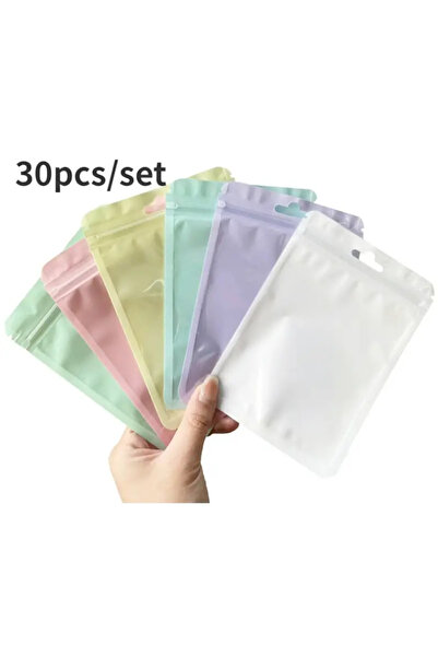 Choice 6 ألوان، 30 قطعة، 30 قطعة/مجموعة، كيس تغليف ملون للماكارون، كيس شفاف ملون، كيس مجوهرات محكم الإغلاق