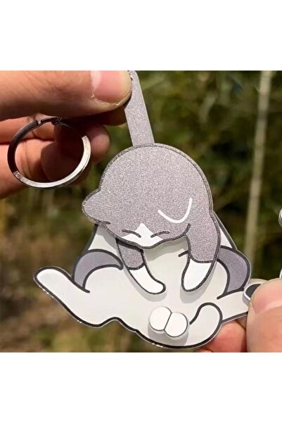 Choice B Playful Cat Interactive Keychain, Funny Wiggling Cat Kitten Moving Pendant Bag Charm, Rotatable A.