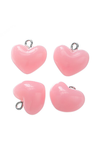 Choice مجموعة من 10 قطع من تعليقات القلوب الأكريليكية الوردية اللون مقاس 18 م...