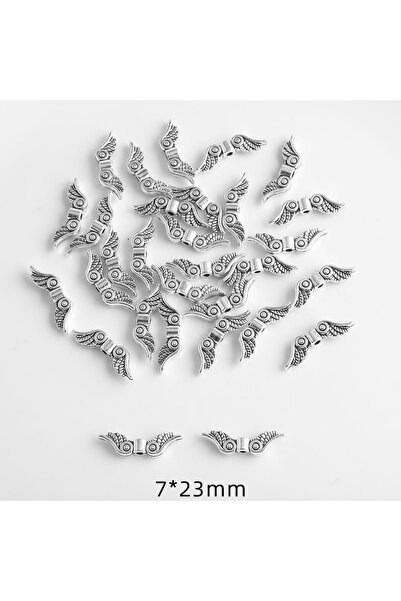 Choice 001 30 قطعة من خرز فاصل على شكل أجنحة ملائكة، لون فضي تبتي، تصميم ريتر...