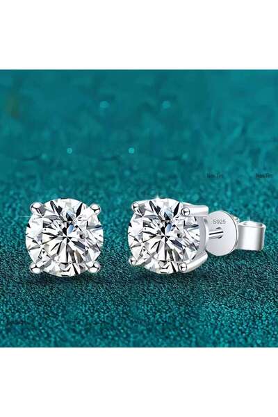 Choice أقراط من الماس الأبيض عيار 2.0 قيراط، مقاس 6.5 مم (1 قيراط لكل قرط)، ل...