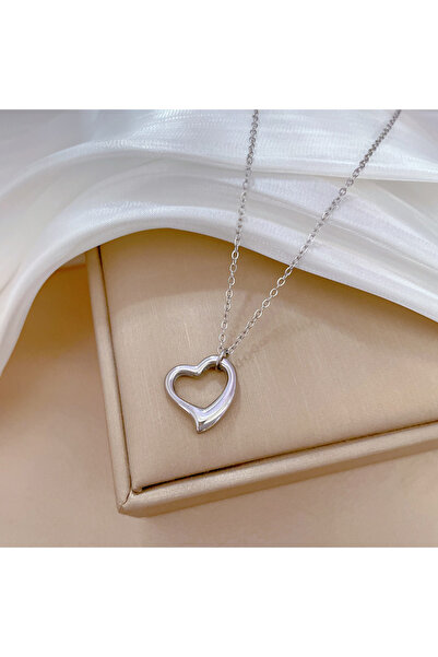 Choice قلادة قلب كاملة للجسم من الفولاذ بلون التيتانيوم بطول 40 سم، سلسلة ترق...