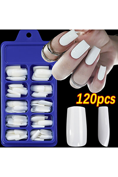 Choice1 2 120Pcs/Box Pure White Press On Nails 10-Sizes Short Square Full Cov...
