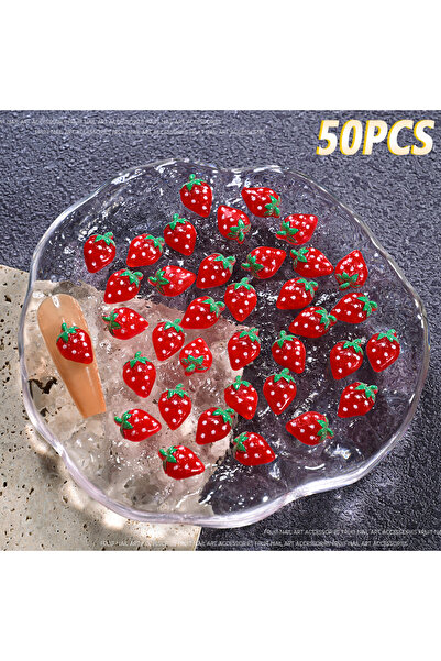 Choice strawberry-50pcs 50Pcs 3D Summer Fruits Nail Charms Mini Resin Waterme...