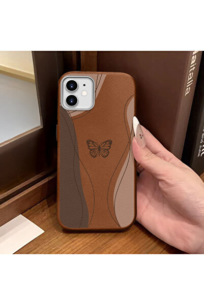 ucuc جراب سيليكون متوافق مع هاتف iPhone 11 مصنوع من الجلد البني يحمي الكاميرا...