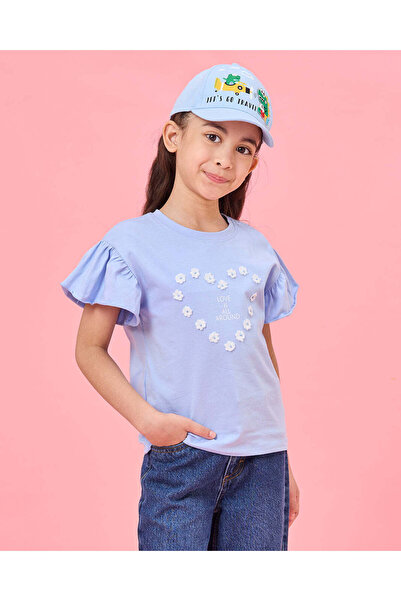 REDTAG تي شيرت أزرق مطبوع للبنات