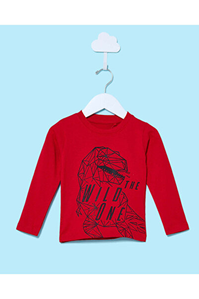 REDTAG تيشيرت أحمر مطبوع بأكمام طويلة للأطفال الرضع